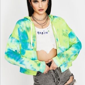 dolls kill cropped tie dye hoodie